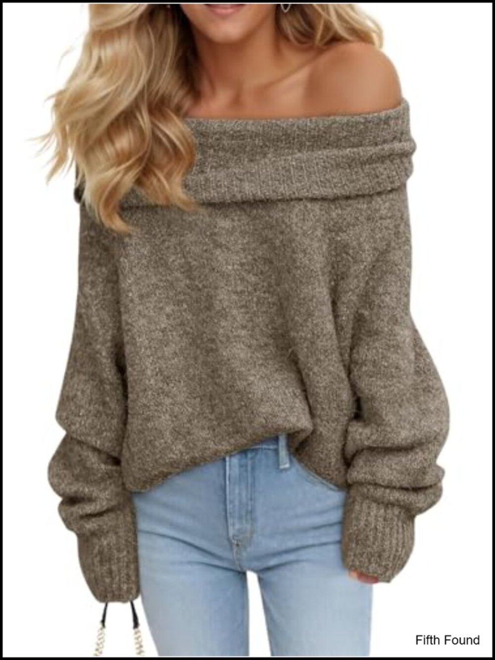 Off Shoulder Ribbed Knit Pullover Sweater Oversized Loose Fit Long Sleeve